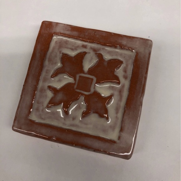 Other - Handmade Ceramic Tile: White Greek Flower